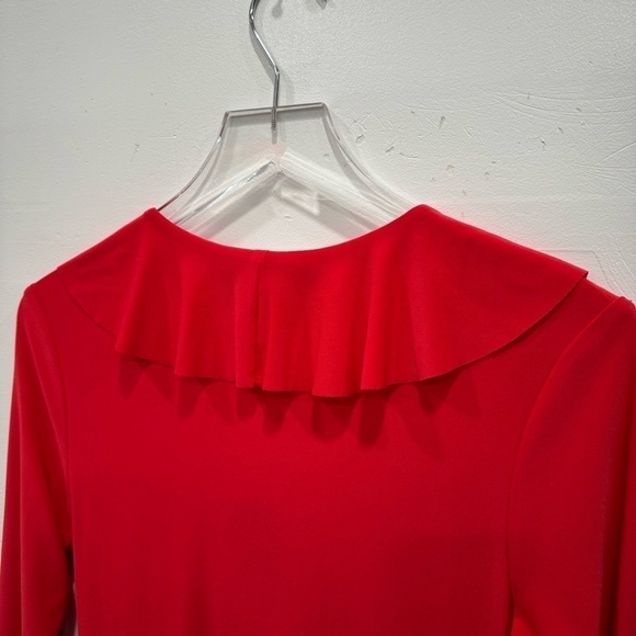 Joseph Ribkoff Red Ruffle Wrap Dress Size 6 - Picture 7 of 7